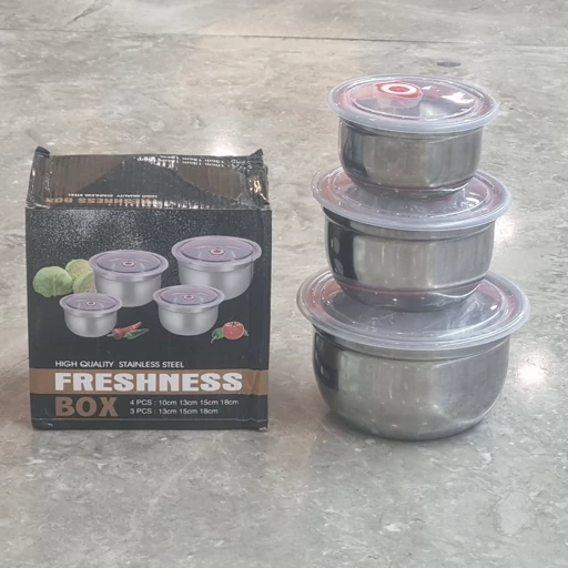 ظرف غذا استیل 3 عددی درب دار مدل FRESHNESS